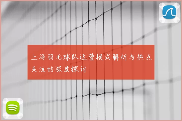 上海羽毛球队运营模式解析与热点关注的深度探讨